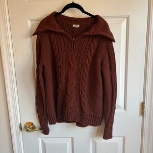 LL Bean Cable Knit Quarter Zip Sweater